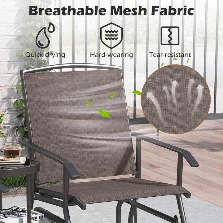 Giantex Outdoor Glider Chairs with Table &amp; Umbrella Hole