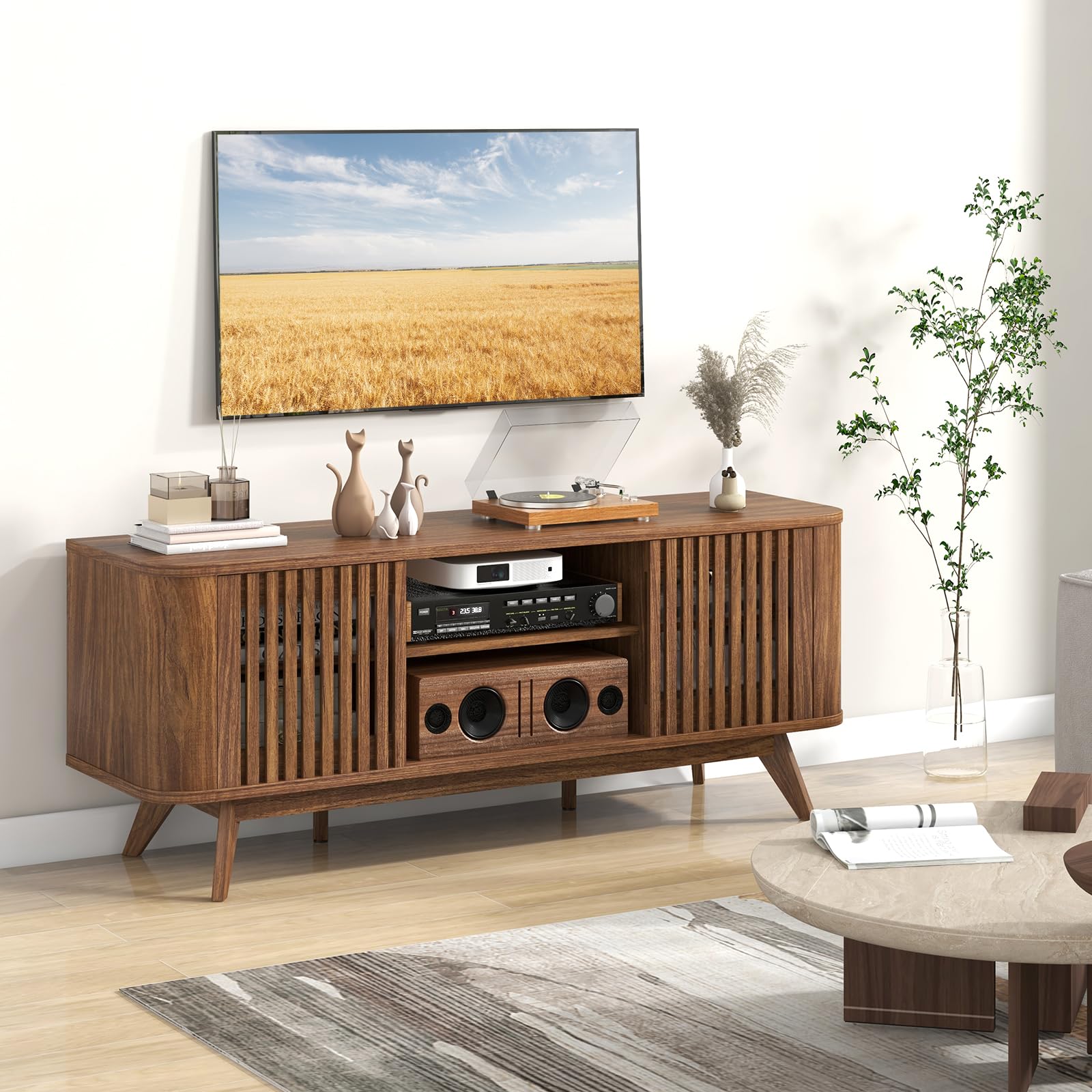 Giantex TV Stand for TVs Mid Century Modern Entertainment Center