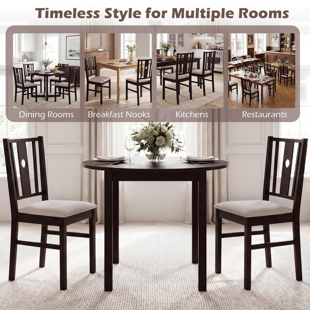 Giantex Wood Dining Chairs w/Fabric Padded Seat &amp; Slatted Curved Back (2/4)