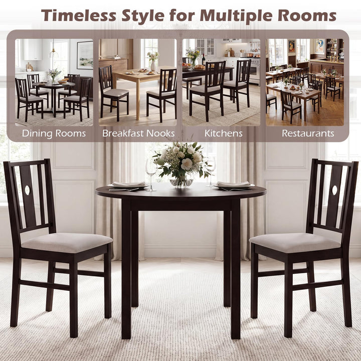 Giantex Wood Dining Chairs w/Fabric Padded Seat &amp; Slatted Curved Back (2/4)