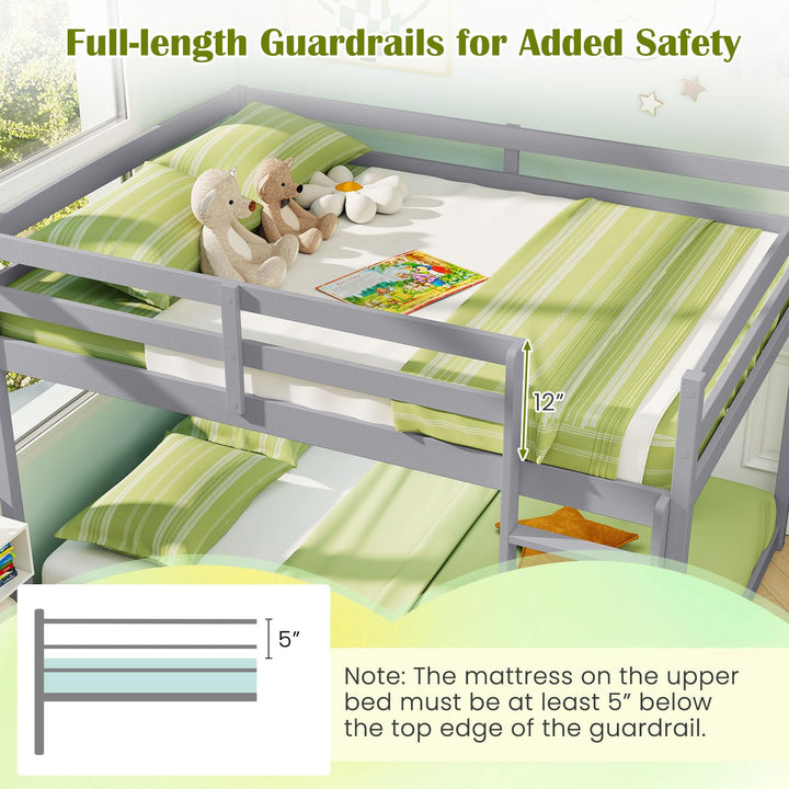 Giantex Full Over Full Bunk Bed Solid Wood Kids Bunk Bed with Full-Length Guardrails