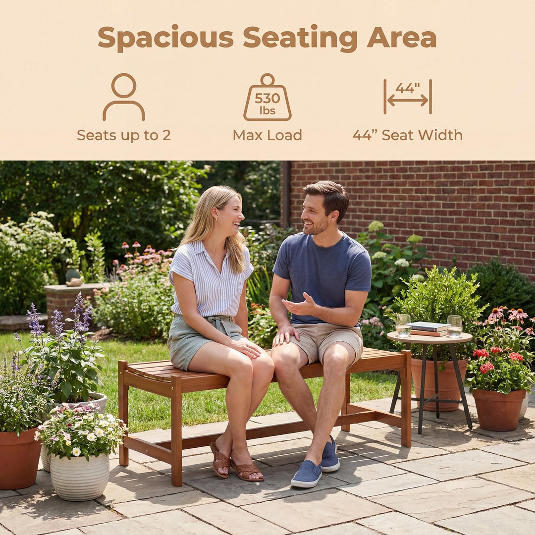 Giantex Solid Wood Patio Bench with Curved Slatted Seat
