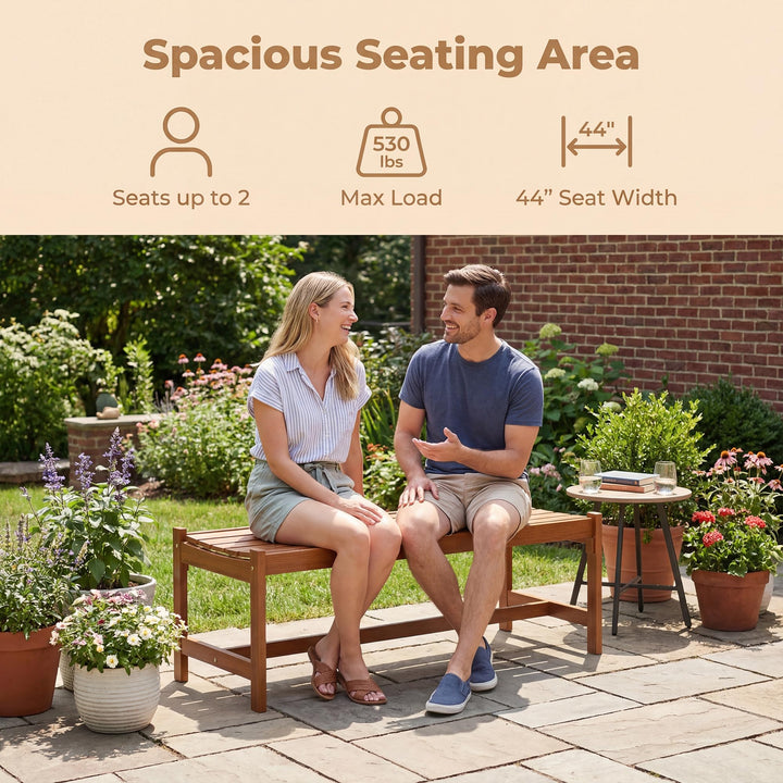 Giantex Solid Wood Patio Bench with Curved Slatted Seat
