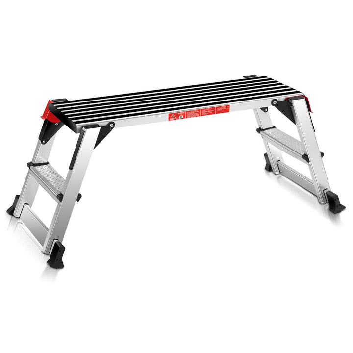 Giantex Aluminum Platform Non-Slip Folding Work Bench Drywall Stool Ladder 330lbs Capacity