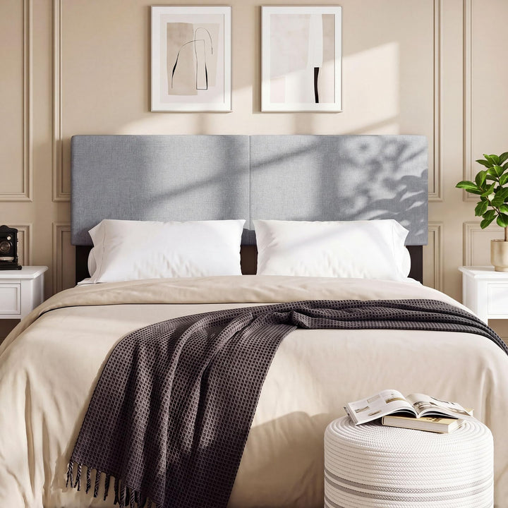 Giantex Upholstered Headboard Queen/Full Size Vertical Quilted Linen Fabric Head Board