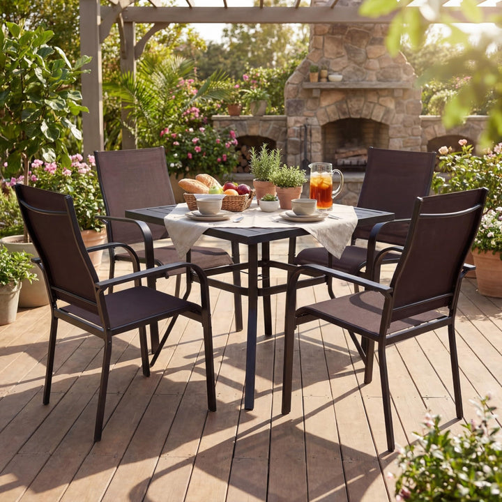 Giantex Patio Chairs Set of 2/4/6 Stackable Outdoor Dining Chairs