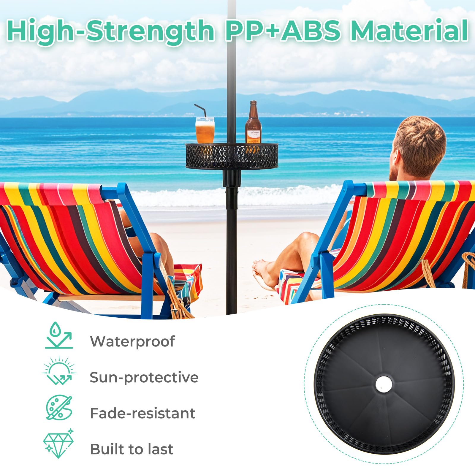 Giantex Portable Outdoor Side Table with Umbrella Hole