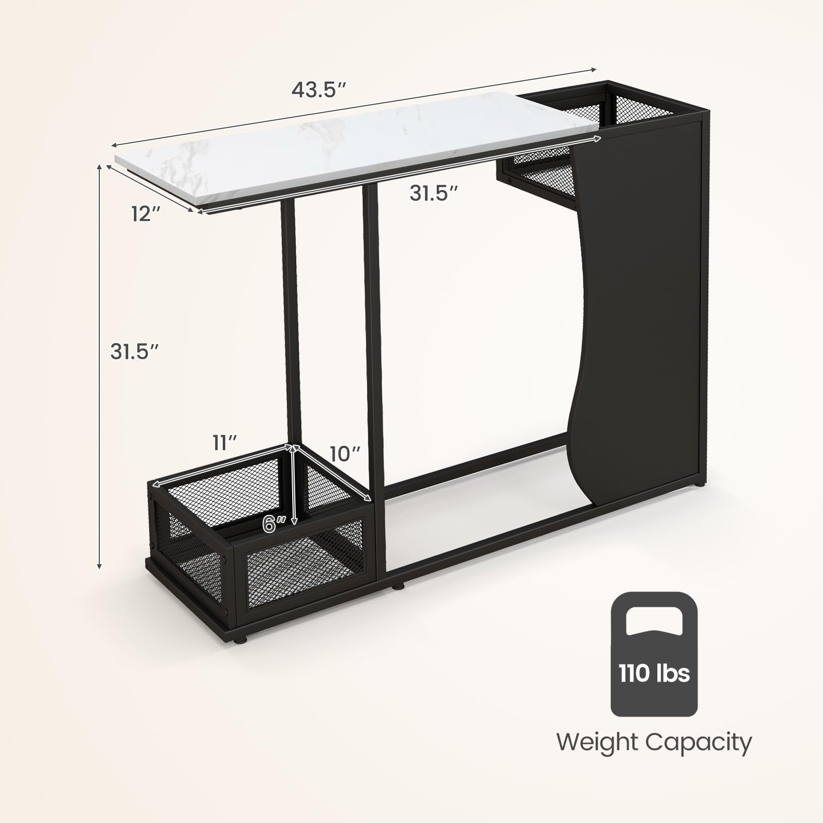 Giantex 43.5" Console Table for Entryway - Modern Entry Table with Faux Marble Top