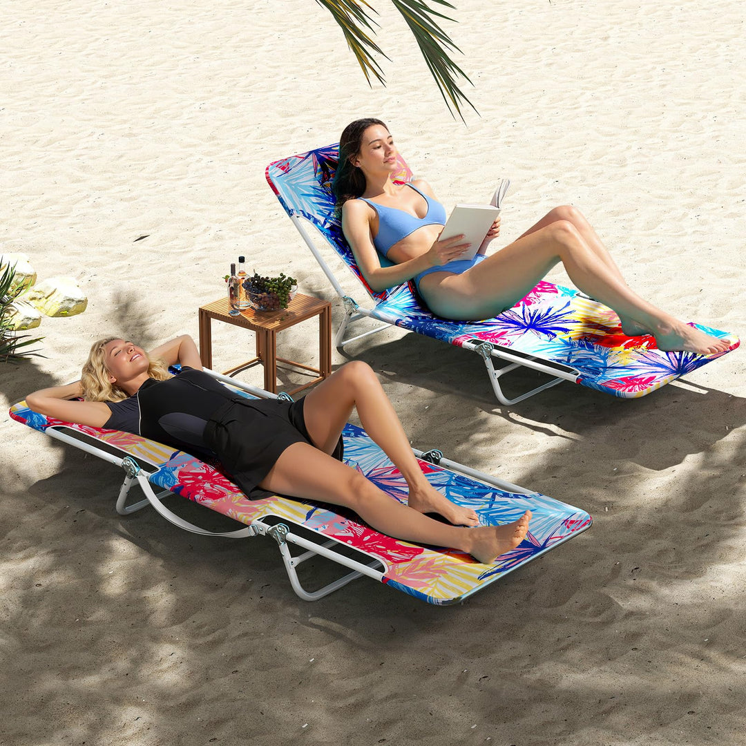 Giantex Patio Lounge Chair with 5-Position Carry Strap & Metal Frame