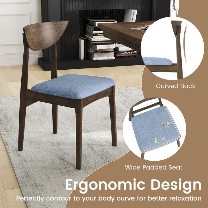 Giantex Wooden Dining Chairs Set of 2/4 Linen Fabric Upholstered Kitchen Chairs