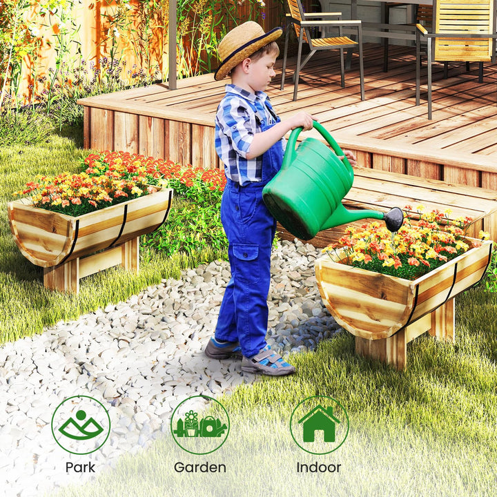 Giantex Half Barrel Raised Garden Bed for Flower Vegetable Fruit