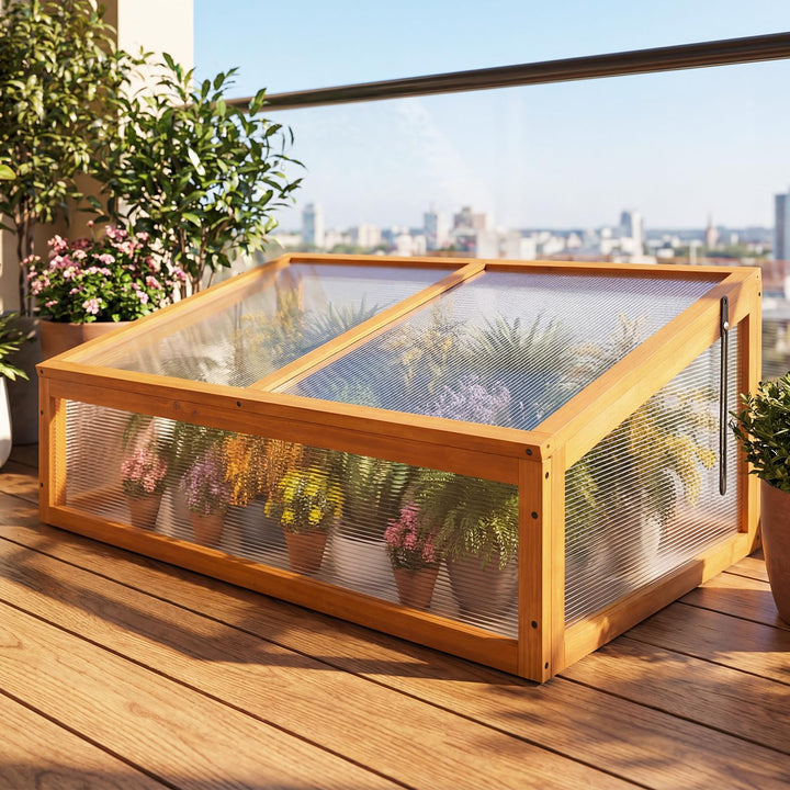 Giantex Portable Raised Planter Bed Protection with Transparent Flip-top Roof