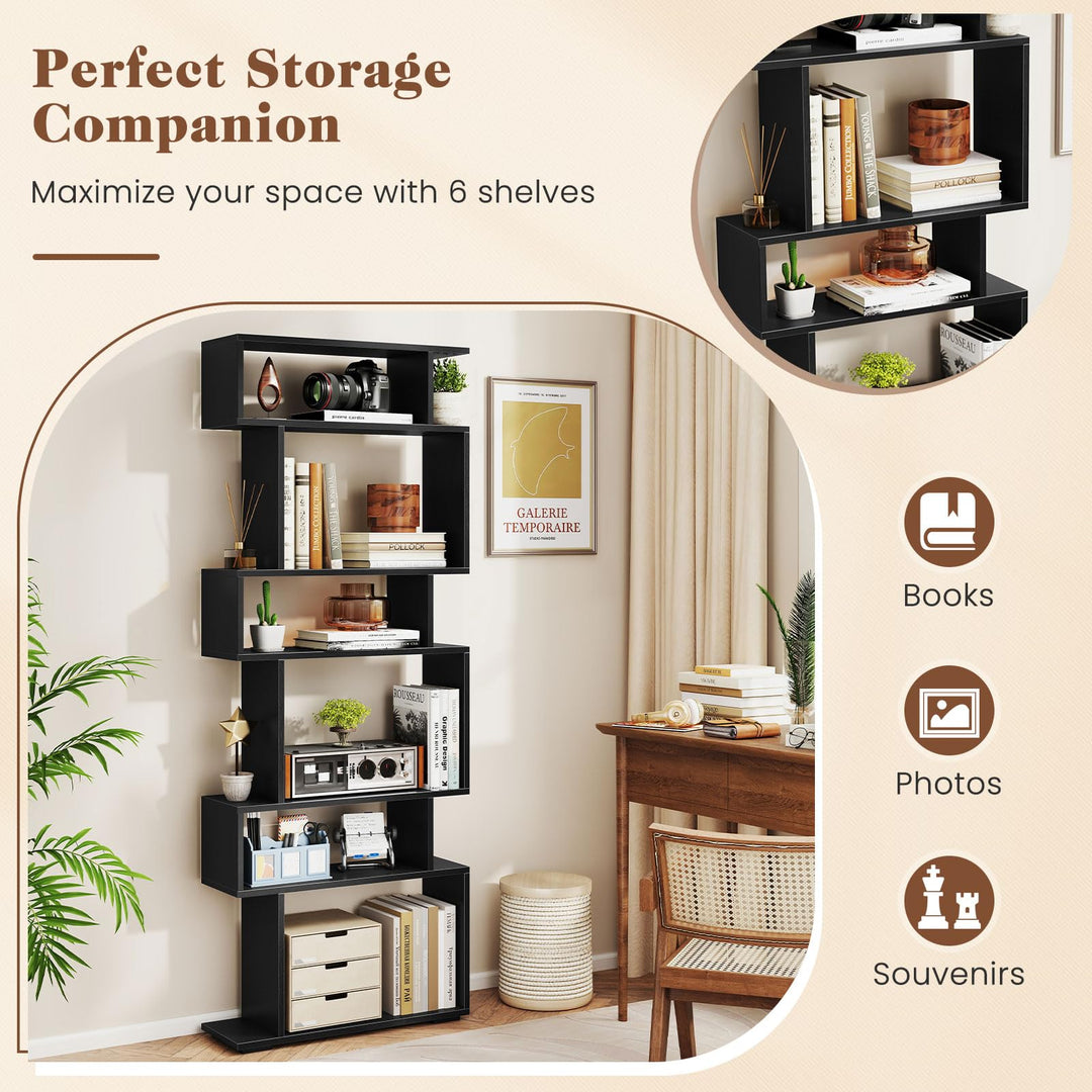 Giantex S Shaped Bookcase with 2 Anti Tipping Kits