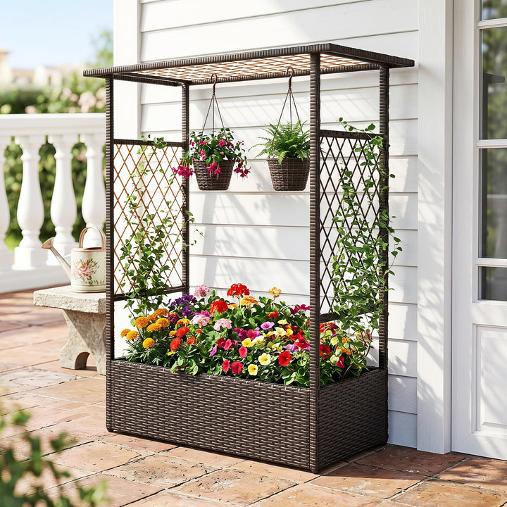 Giantex Raised Garden Bed with Trellis &amp; Hanging Roof