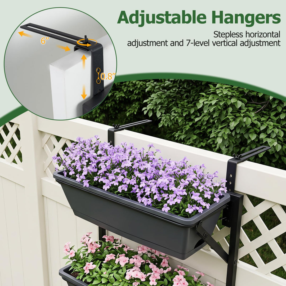 GIANTEX 3-Tier Deck Railing Planter for Balcony