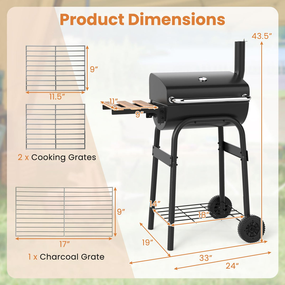 Giantex Portable Charcoal Grill with Foldable Side Table