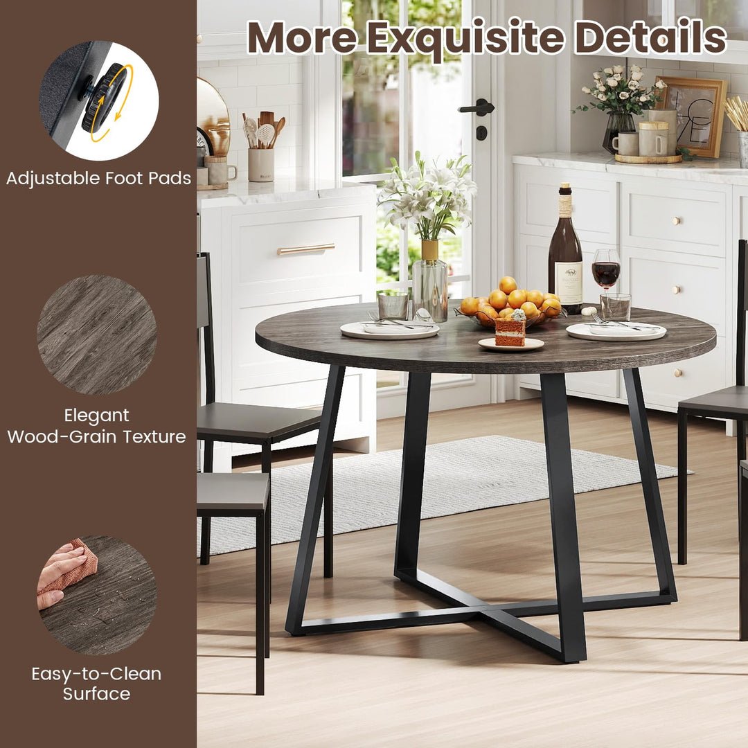 Giantex 47-inches Round Dining Table with Metal Pedestal Base
