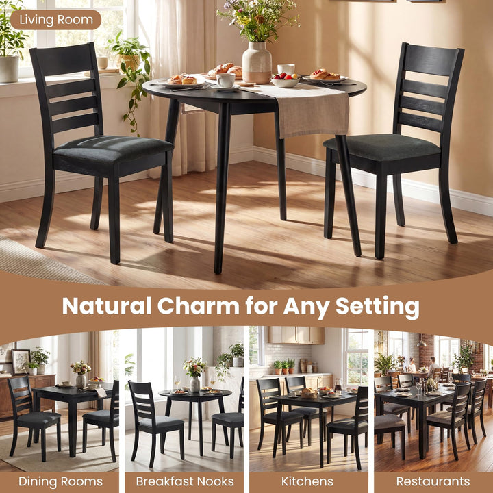 Giantex Wooden Upholstered Kitchen Chair w/Rubber Wood Frame (2/4)