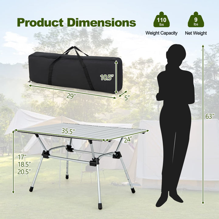 Giantex Folding Camping Table, Heavy-Duty Outdoor Folding Table w/Carry Bag