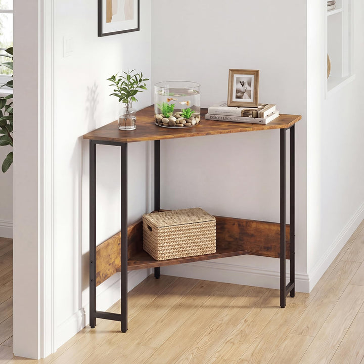 Giantex 90° Triangle Corner Desk with Charging Station