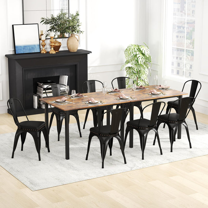 Giantex Metal Dining Chairs Set of 4 with Detachable Backrest & PU Leather Padded Seat