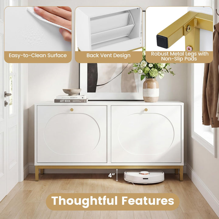 Giantex Shoe Storage Bench with 2 Flip Drawers