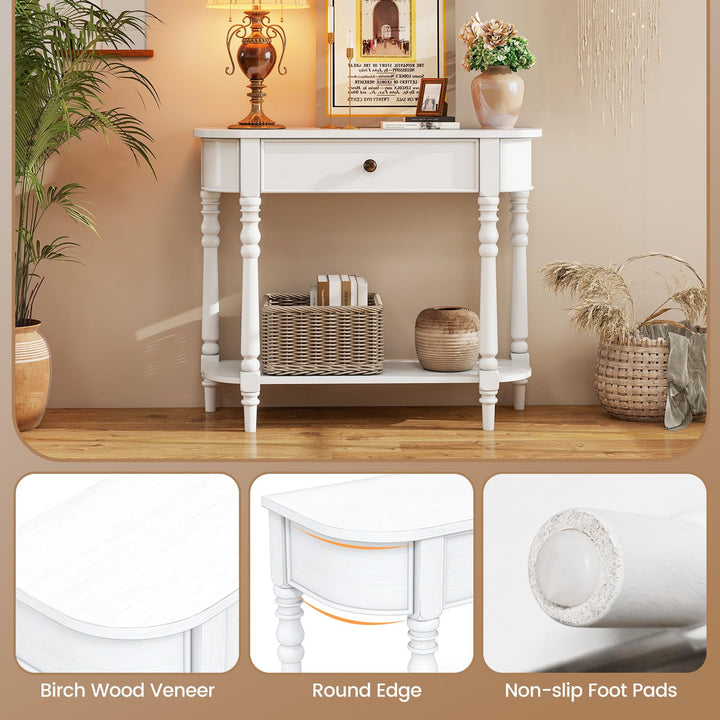 Giantex 36" Wooden Entryway Table with Storage Drawer & Open Shelf