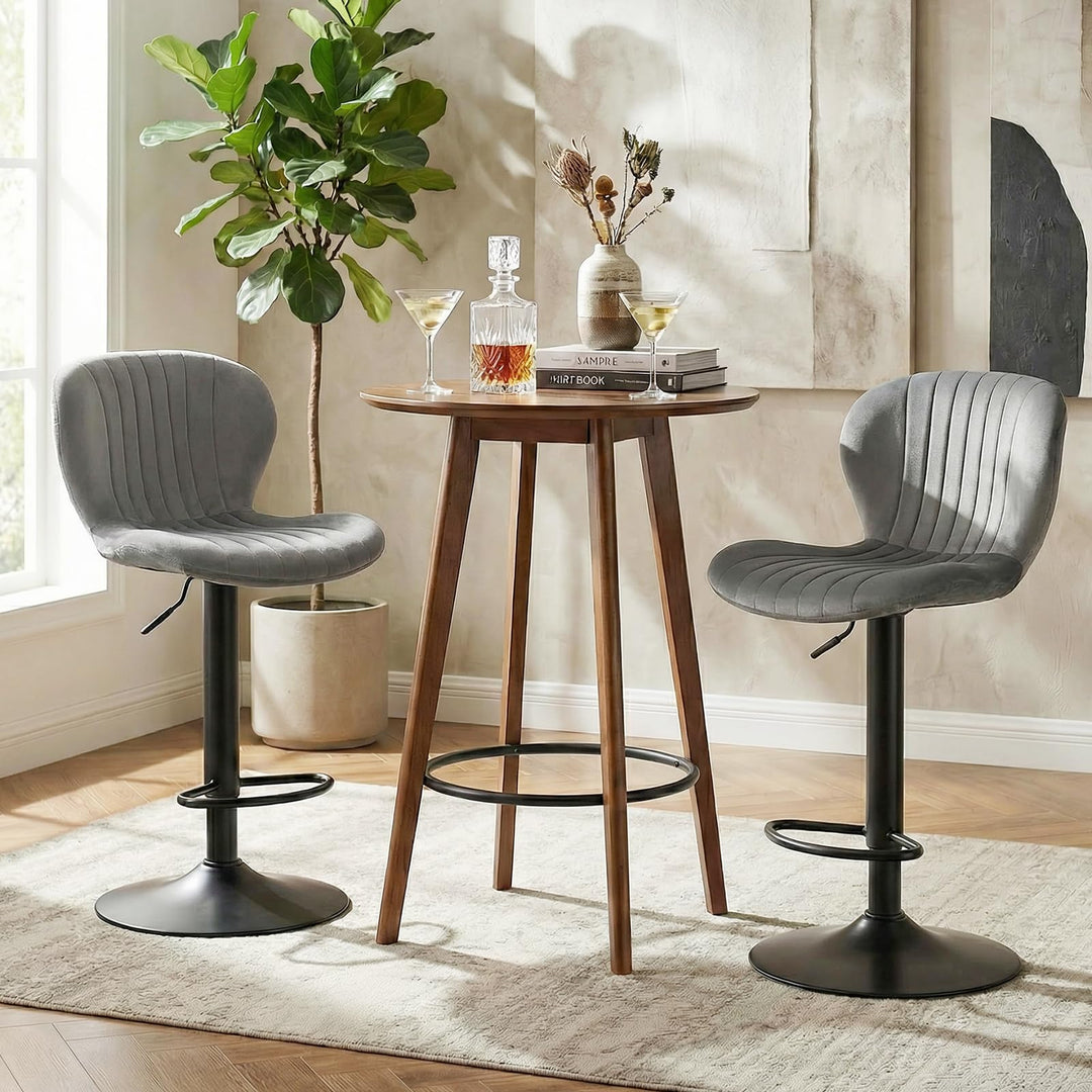 Giantex Bar Stools Set of 2/4 | Adjustable Counter Height Chairs with Velvet Upholstered Backrests