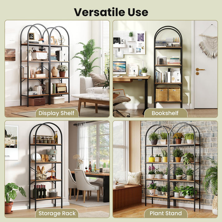 GIANTEX 4-Tier Arched Bookshelf with Metal Frame for Living Room