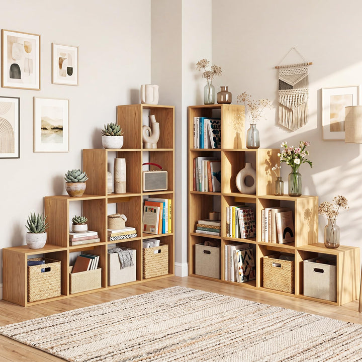 Giantex 51" Wooden 10-Cube Stepped Bookcase for Living Room