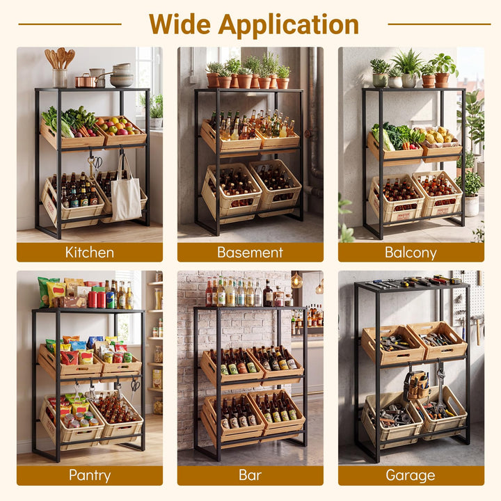 Giantex 3-Tier Drink Crate Rack for Kitchen