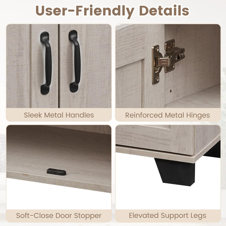 Giantex Sideboard Buffet Cabinet | 45" Farmhouse Coffee Bar Cabinet with 3 Doors &amp; Adjustable Shelves