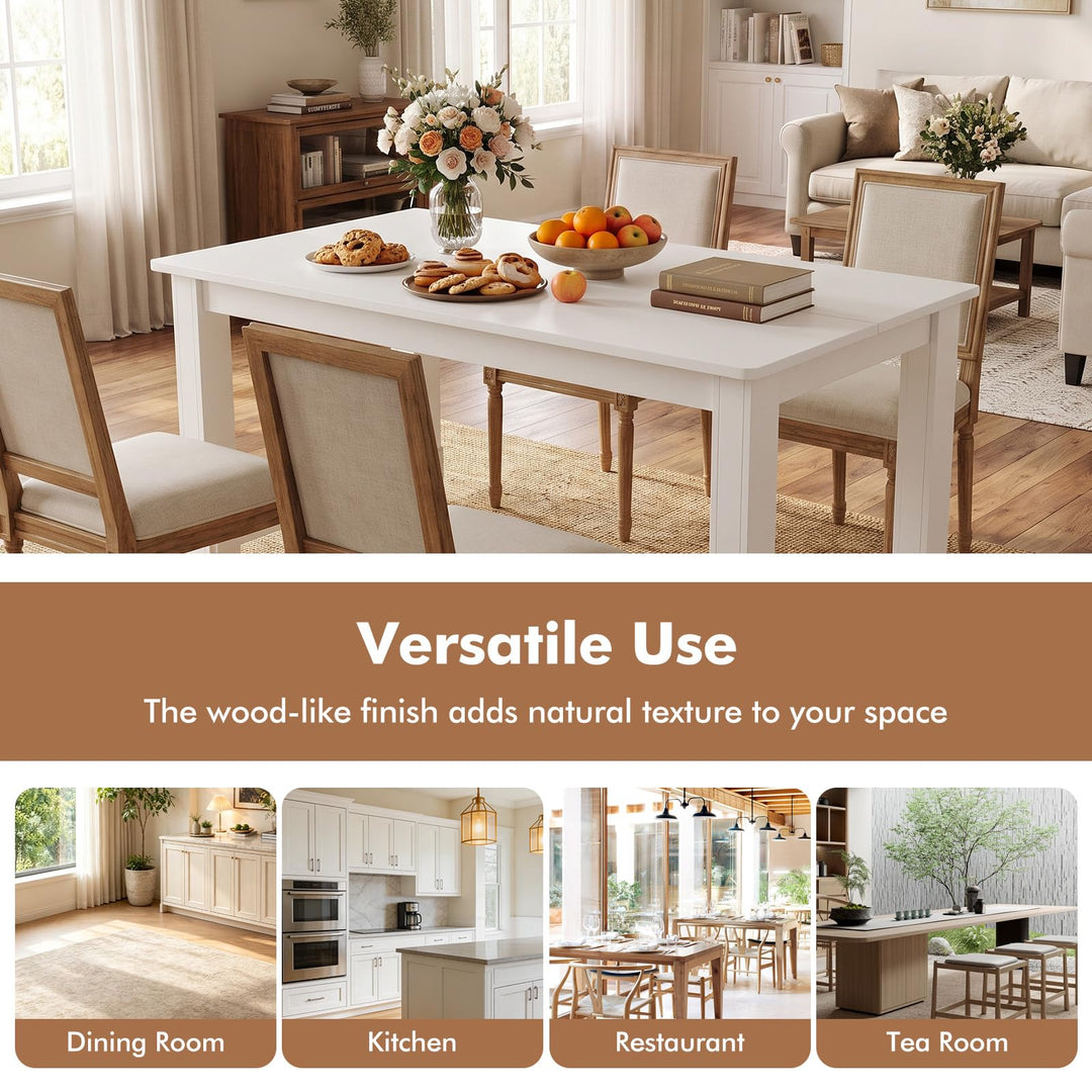 GIANTEX 55-Inches Wooden Dining Table for 4-6 People, Kitchen Table