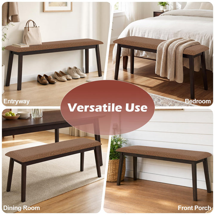 GIANTEX 43.5" Upholstered Dining Bench with Rubber Wood Frame (1/2)
