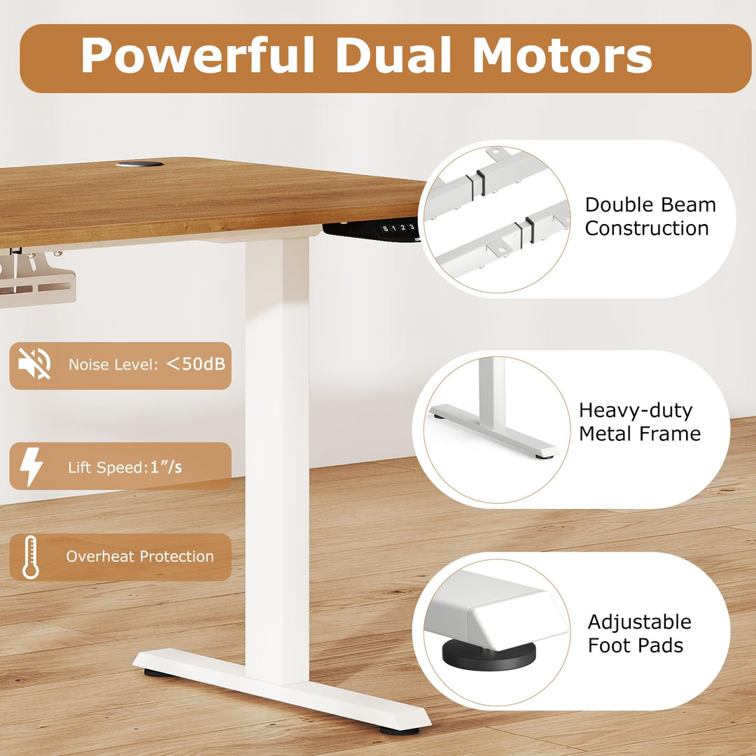 Giantex Electric Dual Motor Standing Desk | 48" x 24" Height Adjustable Sit Stand Computer Workstation w/3 Memory Height