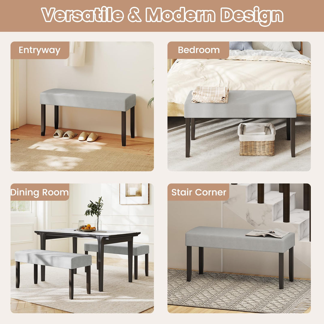 Giantex 40.5" Upholstered Entryway Bench with Padded Seat & Solid Rubber Wood Legs Load 400Lbs