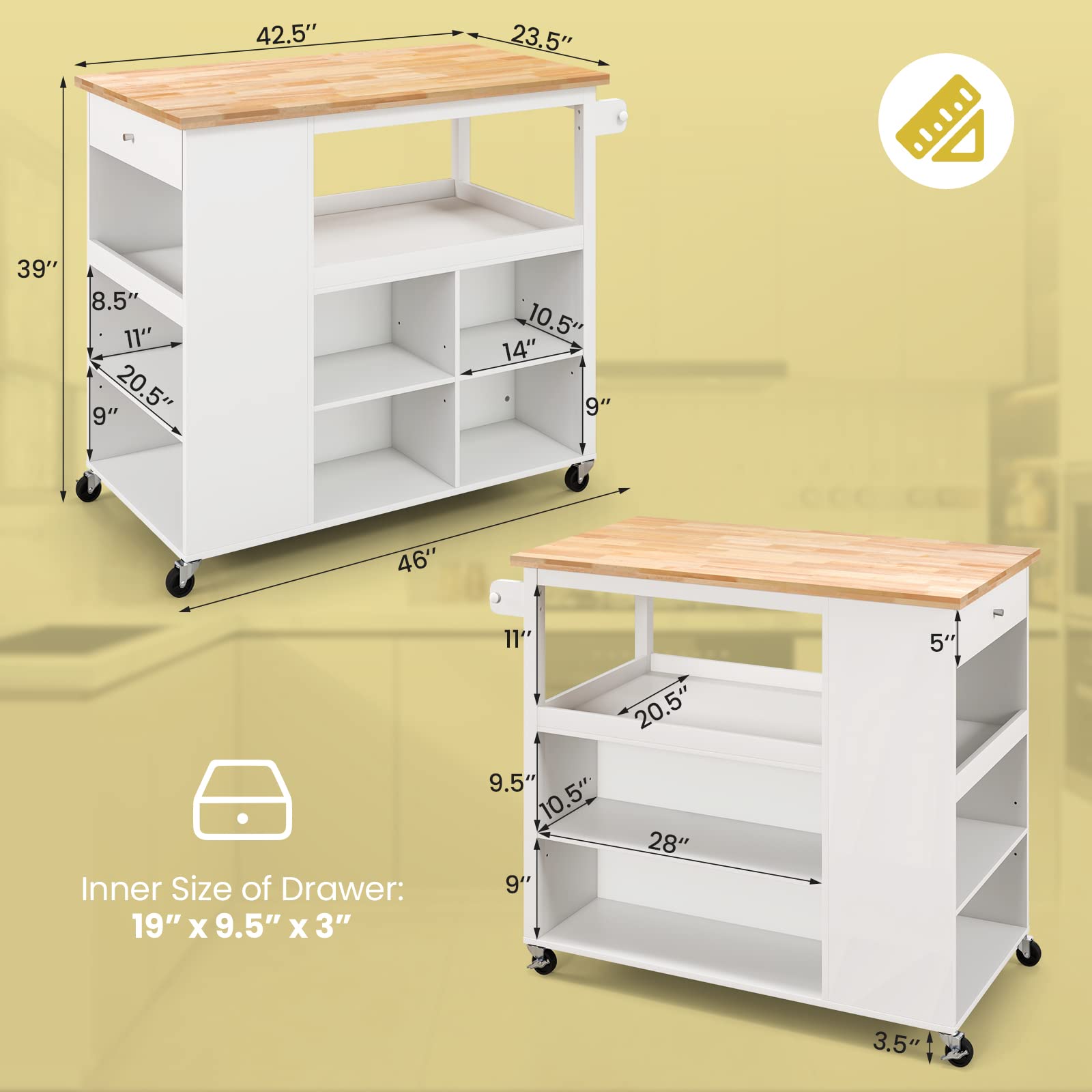 Mobile Kitchen Island Cart - Giantex