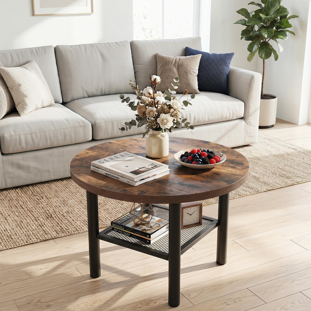 GIANTEX 24" Small Round Coffee Table with Storage