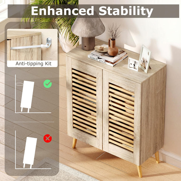 Giantex Shoe Cabinet 4-Tier Shoe Rack Organizer Cabinet(Louvered Door)