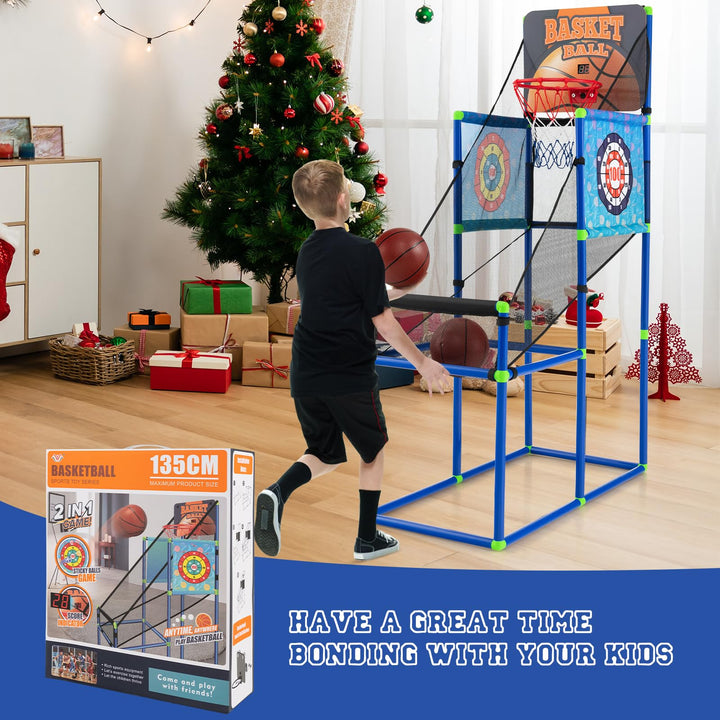 Giantex Kids Basketball Hoop Arcade Game, 2 in 1 Indoor Outdoor Arcade Basketball Game
