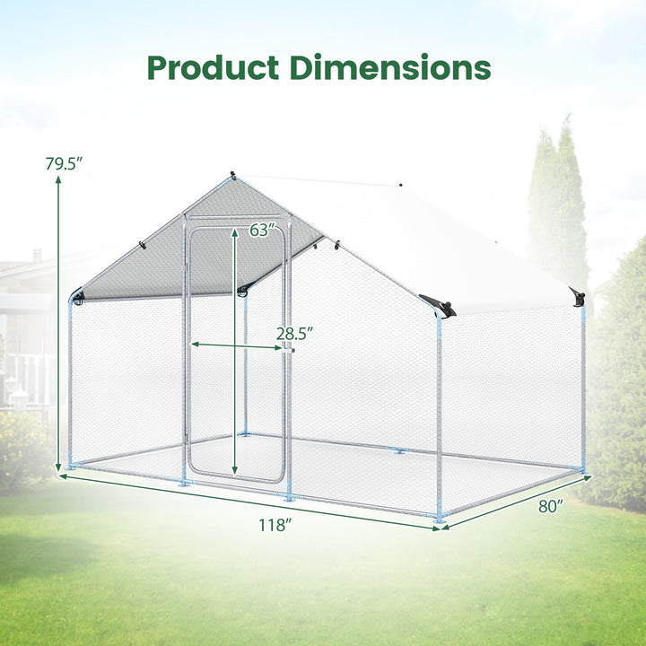Giantex 9.8 x 6.7 x 6.6 FT Large Metal Chicken Coop with Waterproof Cover