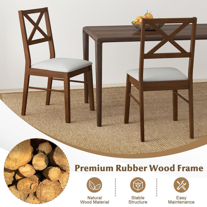Giantex Wooden Dining Chairs Set of 2/4, Upholstered Kitchen Chairs w/Cross Back & Padded Seat
