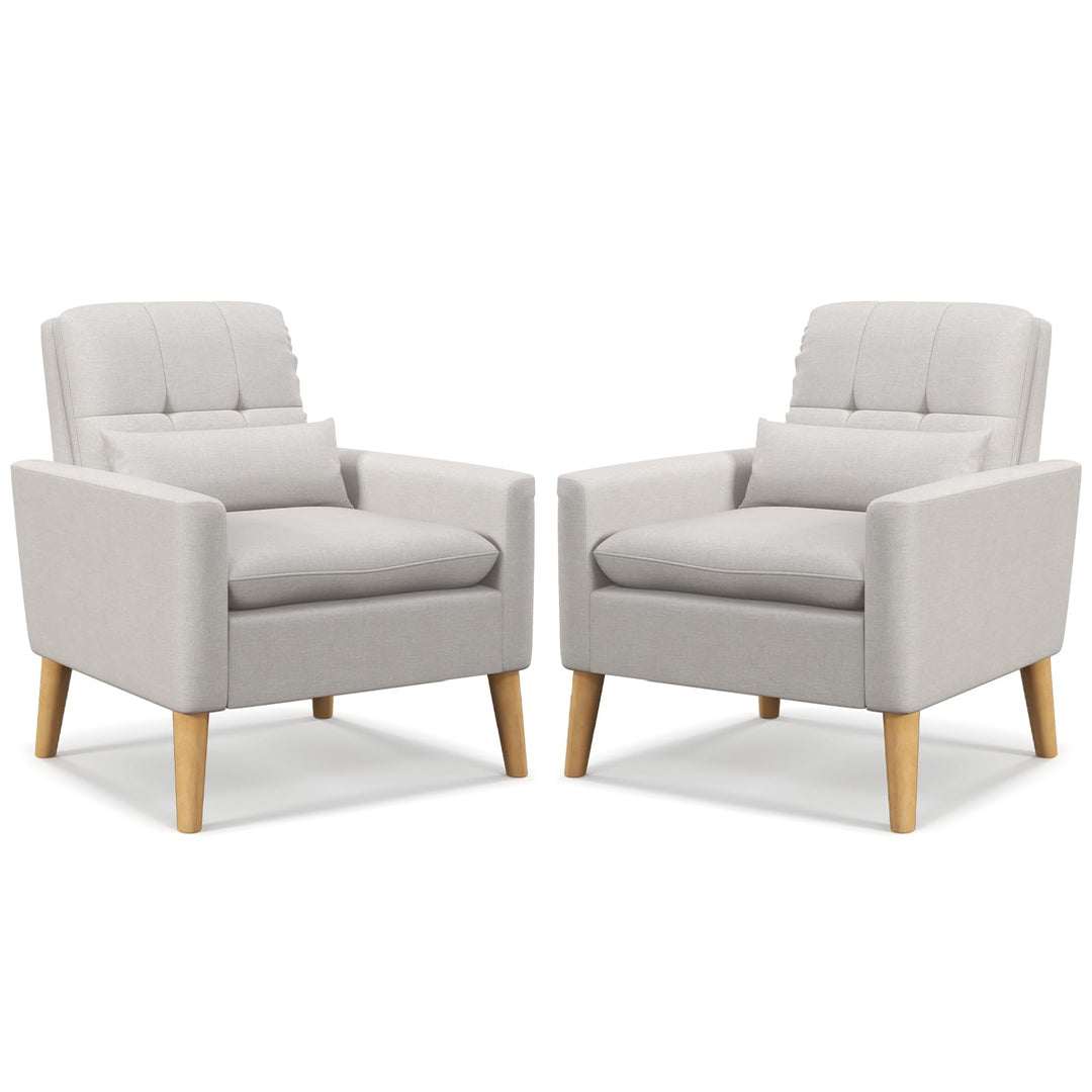 Giantex Modern Accent Chair, Mid-Century Linen Fabric Armchair