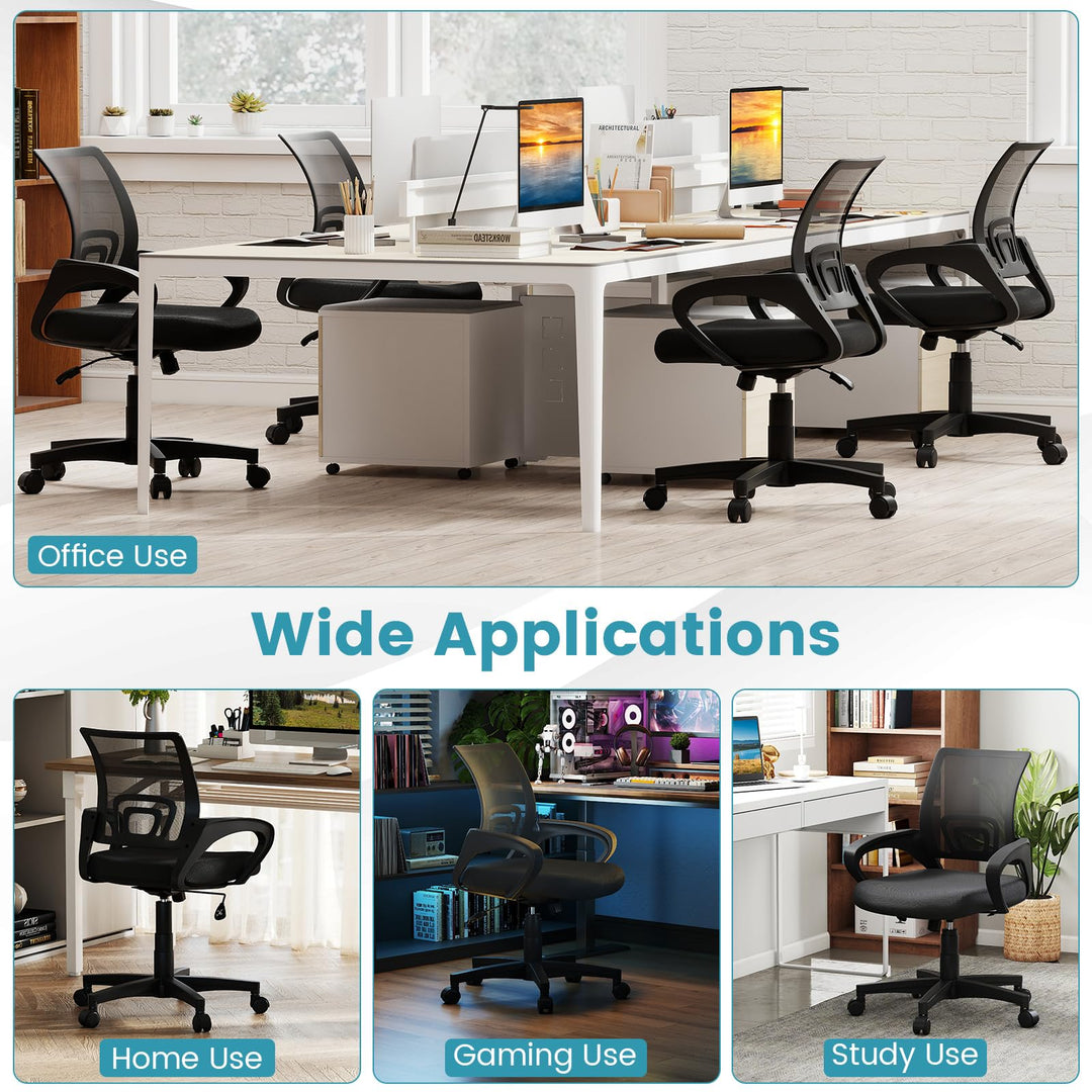 Giantex Ergonomic Mesh Office Chair | Mid-Back Computer Chair with Breathable Backrest
