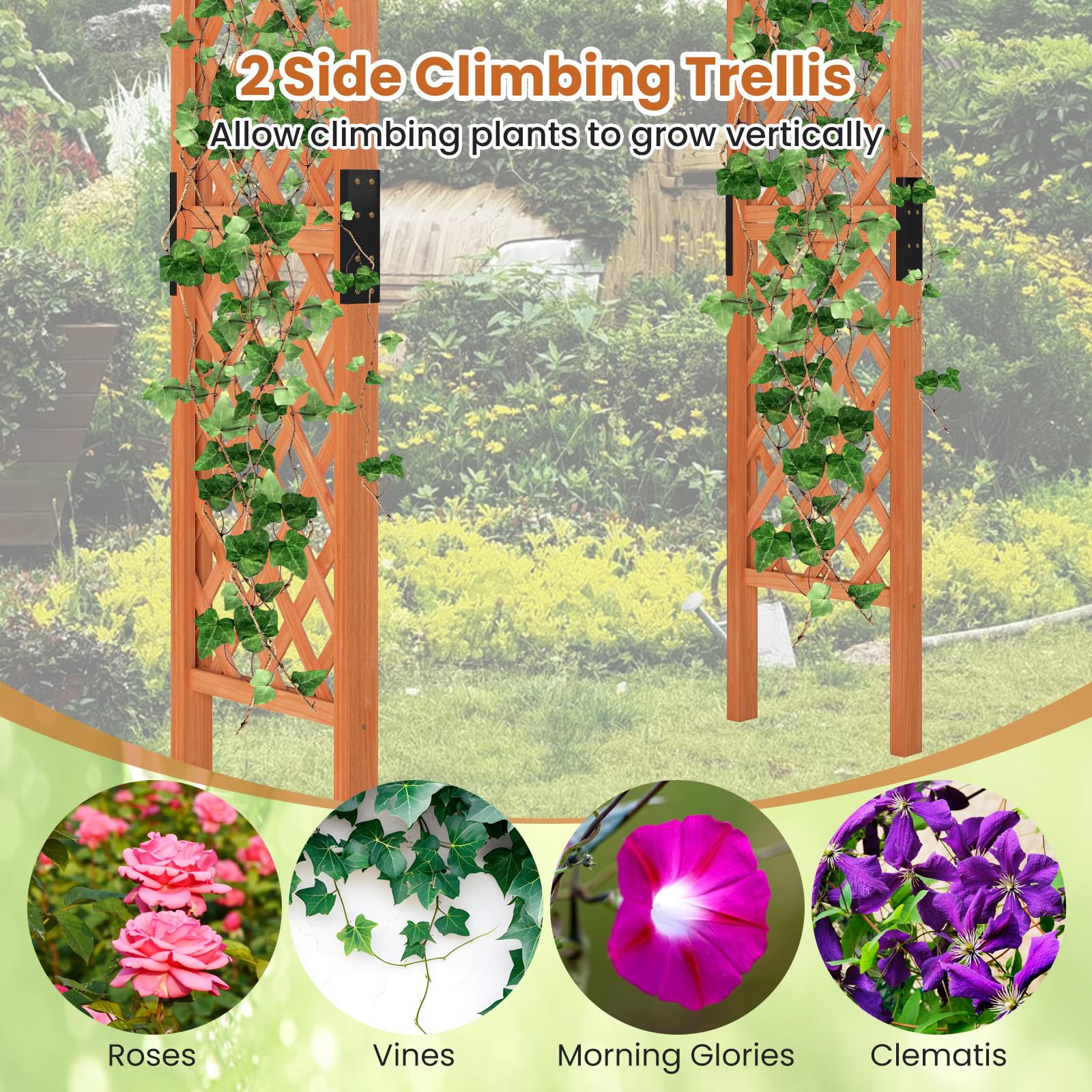 Giantex 7.7FT Wooden Garden Arbor Trellis