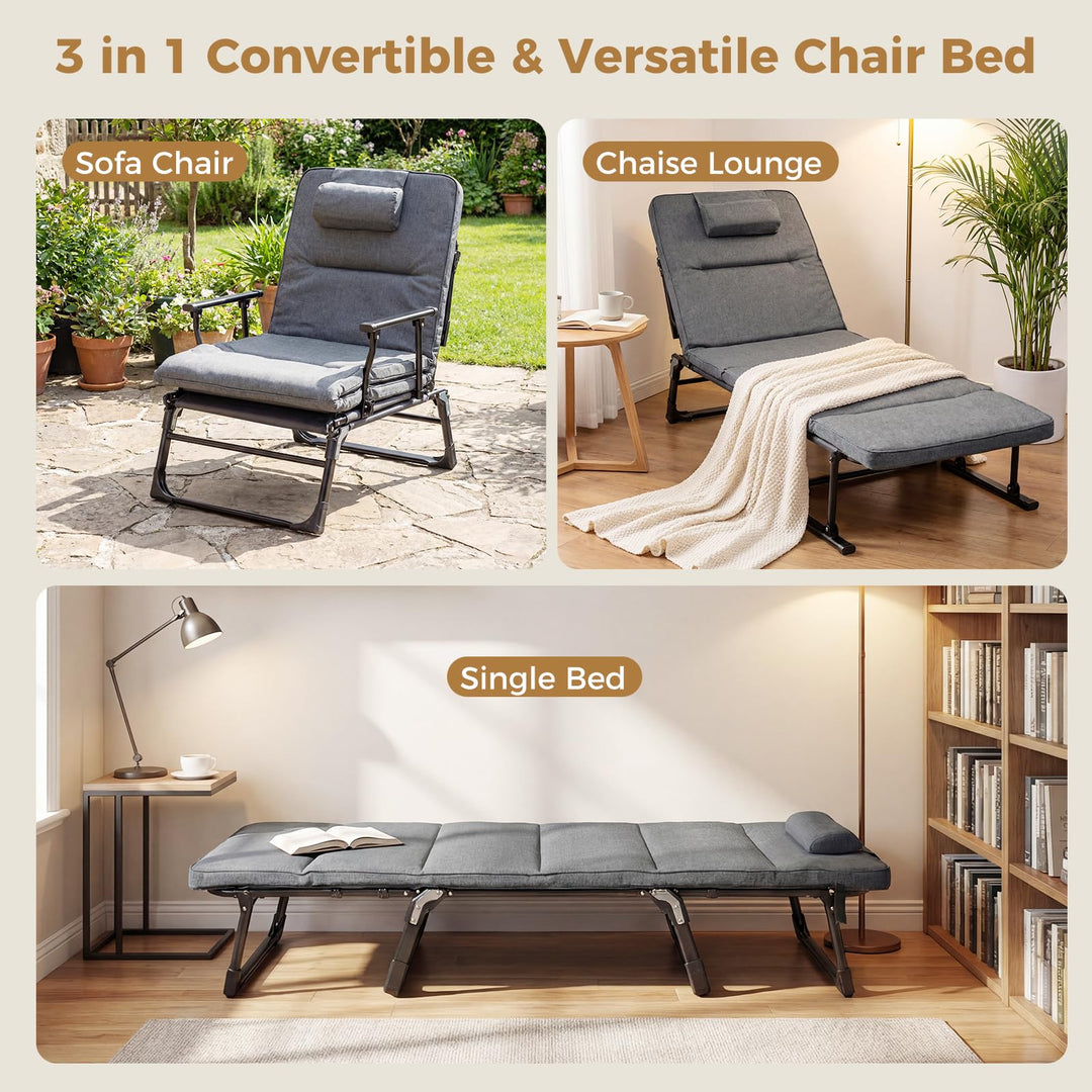 Giantex Folding Patio Lounge Chair with 6-Level Adjustable Backrest