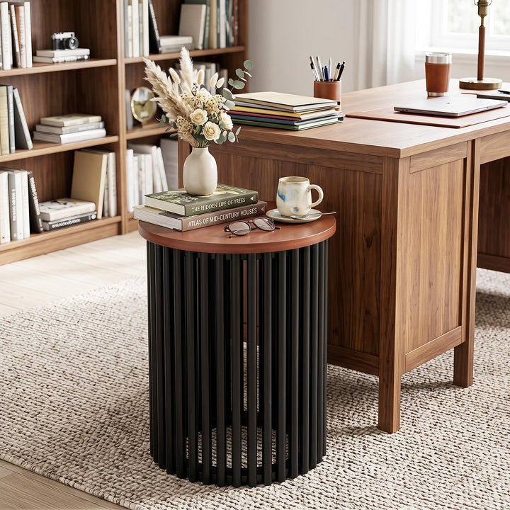 GIANTEX Round Acacia Wood Side Table With Round Top For Living Room