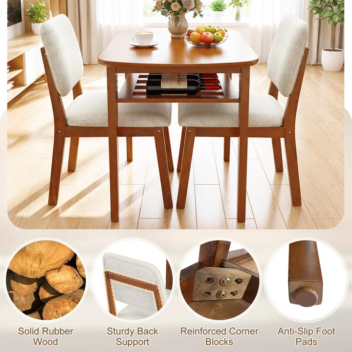 Giantex Space Saving Kitchen Table and Chairs Set w/Rubber Wood Frame