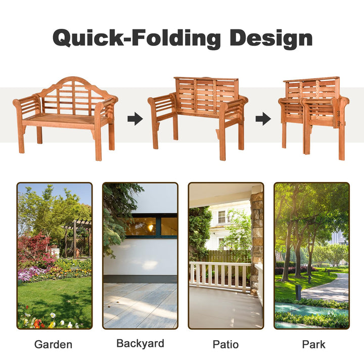 4 Ft Foldable Eucalyptus Garden Bench (Teak) - Giantex