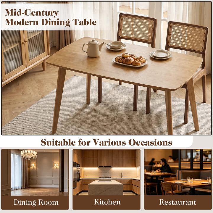 GIANTEX 47" Modern Farmhouse Solid Wood Rectangular Dining Table for 4